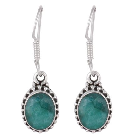 92.5 Sterling Silver Earrings With Green Onyx Eye Drop Earrrings