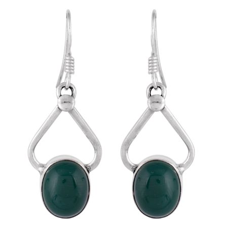 92.5 Sterling Silver Earrings Single Green Agate Earrings For Girls