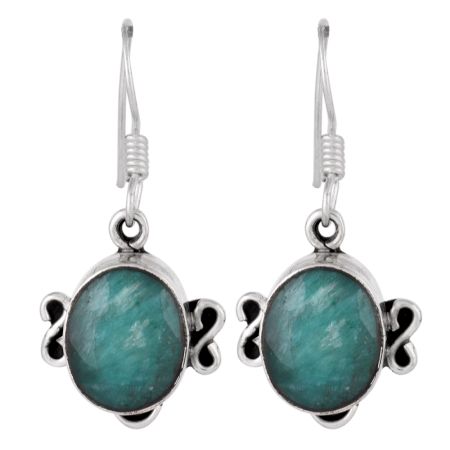 92.5 Sterling Silver Green Blue Green Jade Earrings For women