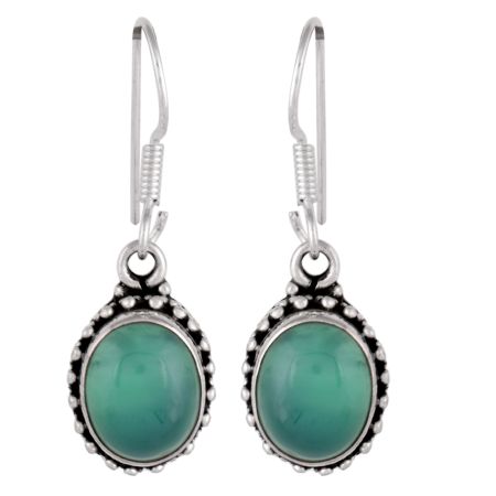 92.5 Sterling Silver Earings Topaz And  Malachite Earrings