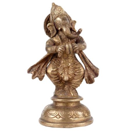 Handmade Brass Musical Ganesha Idol