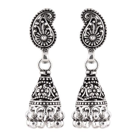 92.5 Sterling Silver Earrings  Silver Paisley Jhumka