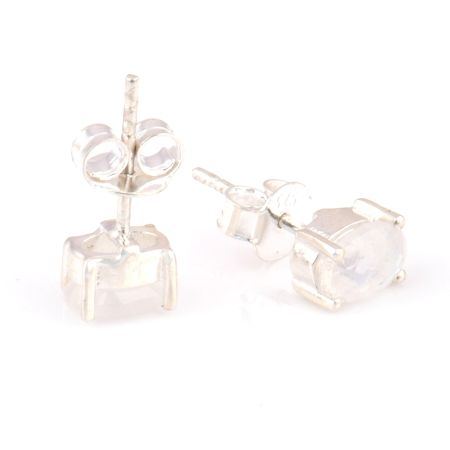 92.5 Sterling Silver Earrings Semi Precious White Moonstone Gemstone Stud Earrings