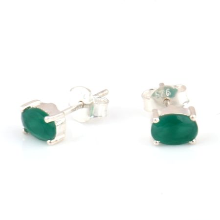 92.5 Sterling Silver Earrings Green Cubic Zirconia Semi Precious Gemstone Stud Earrings