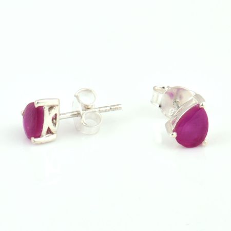 92.5 Sterling Silver Earrings  Cut Stone Pink Tourmaline Gemstone Stud Earrings