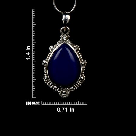 92.5 Sterling Silver Pendant Pear Shaped Blue Tourmaline Gemstone Pendant