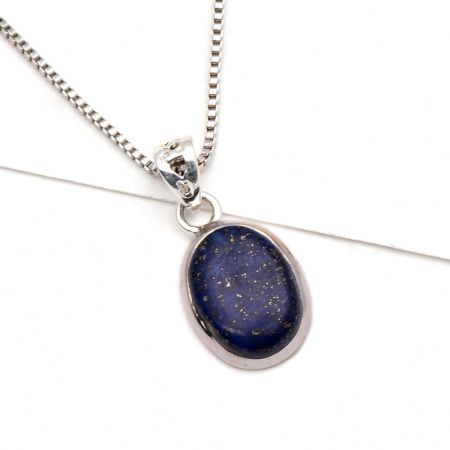 92.5 Sterling Silver Pendant Oval Lapis Lazuli Bail Gemstone Pendant