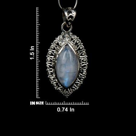 92.5 Sterling Silver Moonstone Pendant Marquise Delicate Wedding Gift