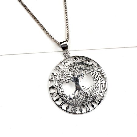 92.5 Sterling Silver Pendant With Tree Of Life And Zodiac Sign