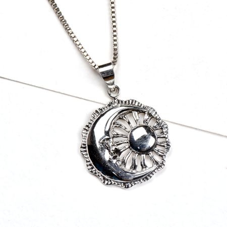 92.5 Sterling Silver Pendants Sun And Moon Celestial Design