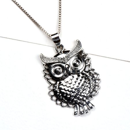 Owl 92.5 Sterling Silver Pendant For Every Day Wear