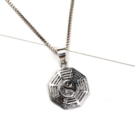 92.5 Sterling Silver Pendant I Ching yin Yang Symbol Engraved Pendant Jewelry