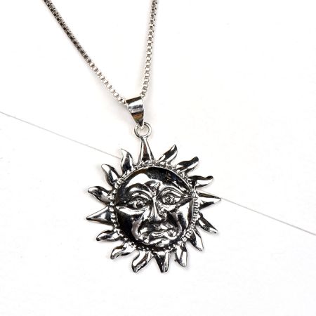 92.5 Sterling Silver Pendant Sun God Face Pendant