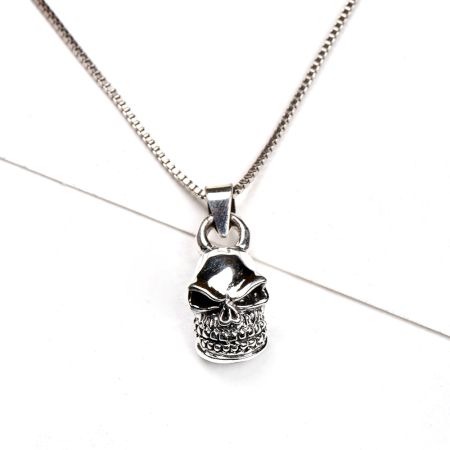 92.5 Sterling Silver Pendant Angry Human Skull Face Design