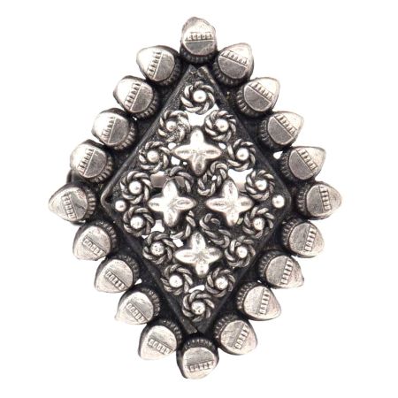 Adjustable Diamond  92.5 Sterling Silver Ring Oxidized Engraved Tribal Motifs Design