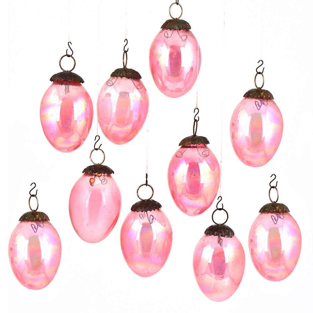 Set Of 10 Pink Glass Christmas Ornaments In perfect Pear ...