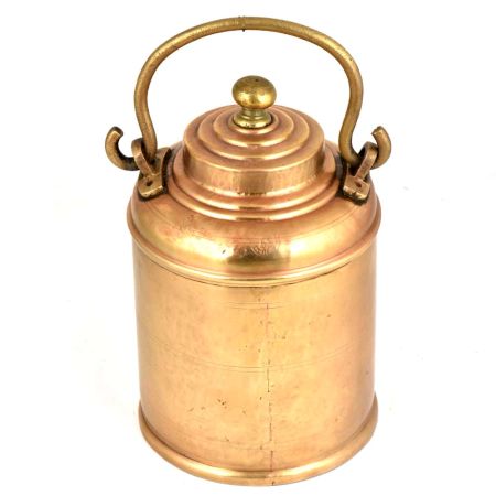 Brass Milk Pot Rings Engraved  On Lid And Knob Finial