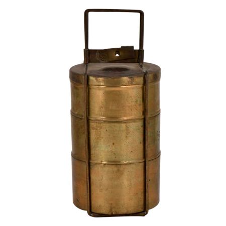 Brass Three Tier Tiffin Box Kitchen Collectable