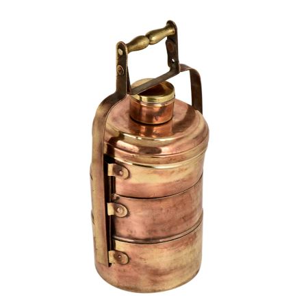 Brass Tiffin Box Three Storage Additional Small Box And Thick Metal Frame