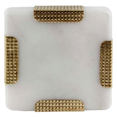 white square Stone Brass Cabinet Knobs