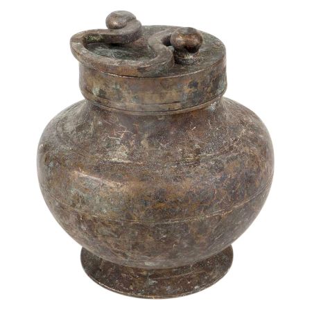 Brass Water Pot With Lid And  Handle On Top