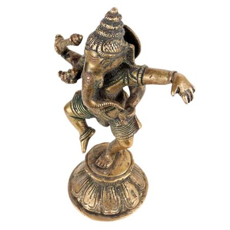 Brass Dancing Ganesha Statue On One Foot