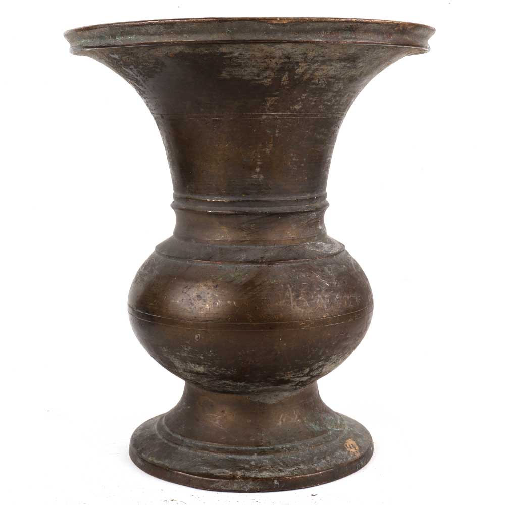 Brass Vase Planter Urn Shape Wide Mouth Circular Base