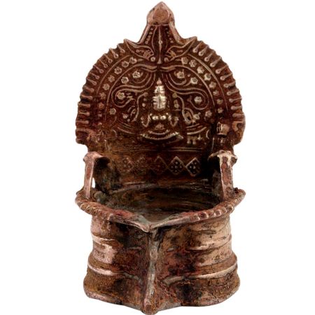 Brass South Indian GajalaxmiÂ Motif Brass Oil Lamp