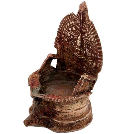 Brass South Indian GajalaxmiÂ Motif Brass Oil Lamp