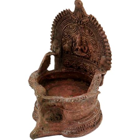 Old Brass Laxmi Oil Lamp Worship Puja Lamp