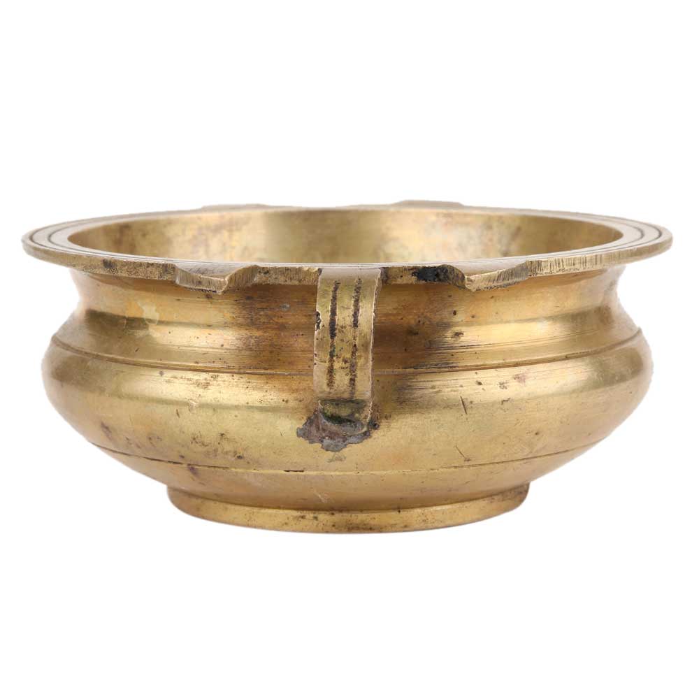 Golden Handmade Brass Uri Bowl For Decorating Offering