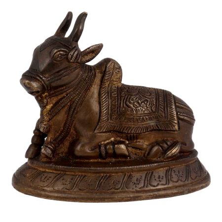 Brass Sitting Maha Shiv Nandi Statue For Good Luck