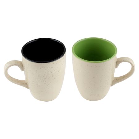 Decorative Handcraft Ceramic Black & Green Coffee Mug In Set Of 2