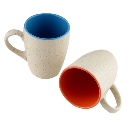 Designer Handcraft Ceramic Blue & Orange Coffee Mug In Set Of 2
