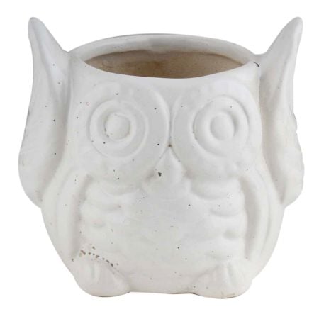 Handmade White Owl Ceramic Pot And Planter