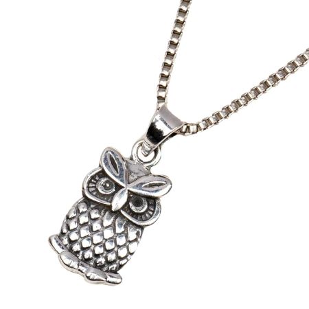 Owl 92.5 Sterling Silver Pendant  Halloween Party Wear For Men and Women
