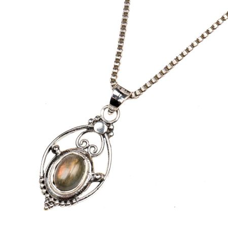 Golden Semi precious Engraved 92.5 Sterling Silver Pendant