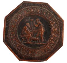 Copper Iranian Mythological Engraved Octagonal  Plate Wall Hanging