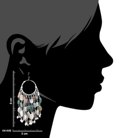 Sterling Silver Earrings Beaded Bali Hoop Chandelier Hangings