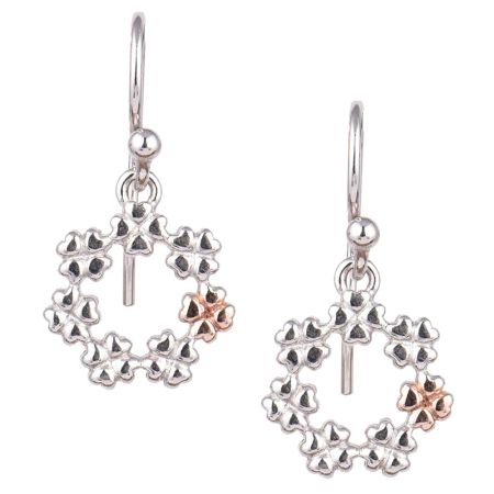 Small Flower Round 92.5 Sterling Silver Hoop Earrings