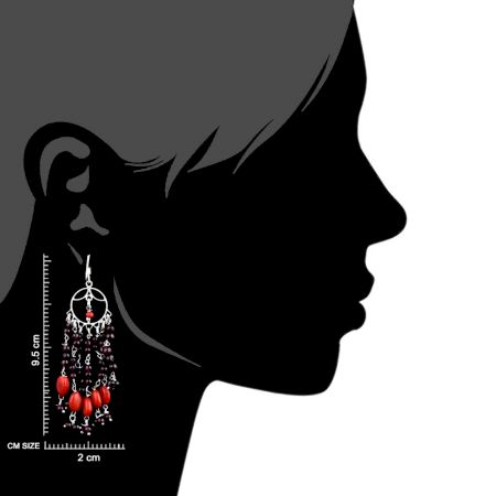 92.5 Sterling Silver Earrings Purple Orange Bead Chandelier Earrings