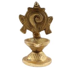Religious Shankha Chakra Design Oil Lamp Diya For Festival