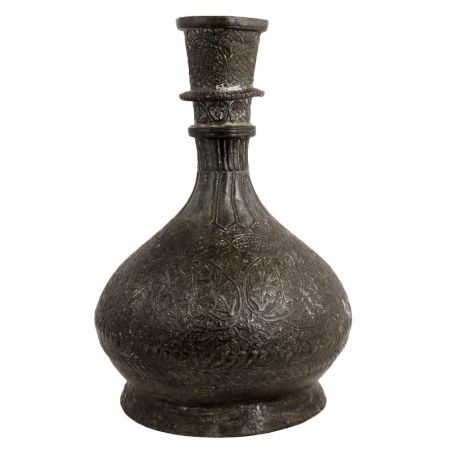 Brass Hookah Pot with Engraved Floral Design