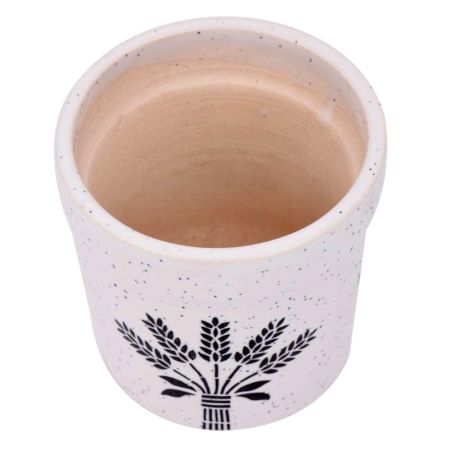 Hand painted Vase With Flowers On White Ceramic Pot or Planter