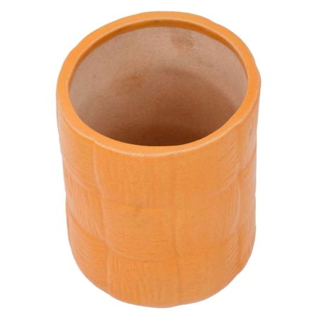 Orange Cylindrical Ceramic Pot