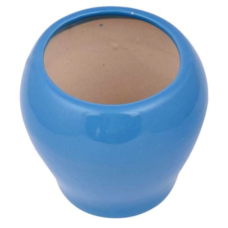 Round Blue Painted Ceramic Vase Pot