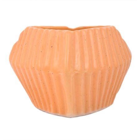 Orange Ceramic Vase Pot With Patterned Design