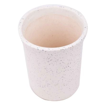 Glass Shape White Ceramic Pot With Tiny Black Dot