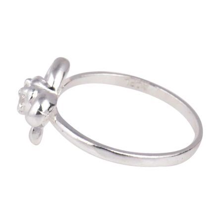 Silver Bow Design Toe Ring With Semi Precious Stone