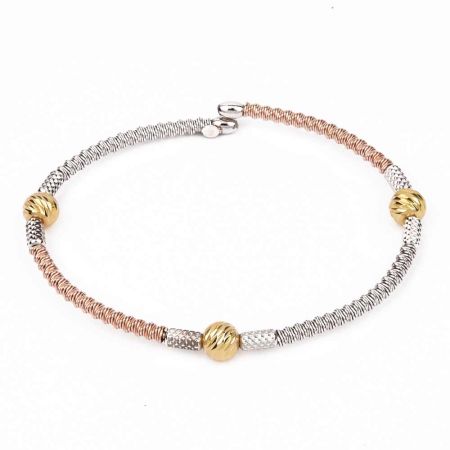 Trendy Dual Tone 92.5 Sterling Silver Gold Plated Kada Beads Bracelet